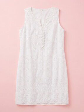 Talbots White Crochet Trim Midi Dress